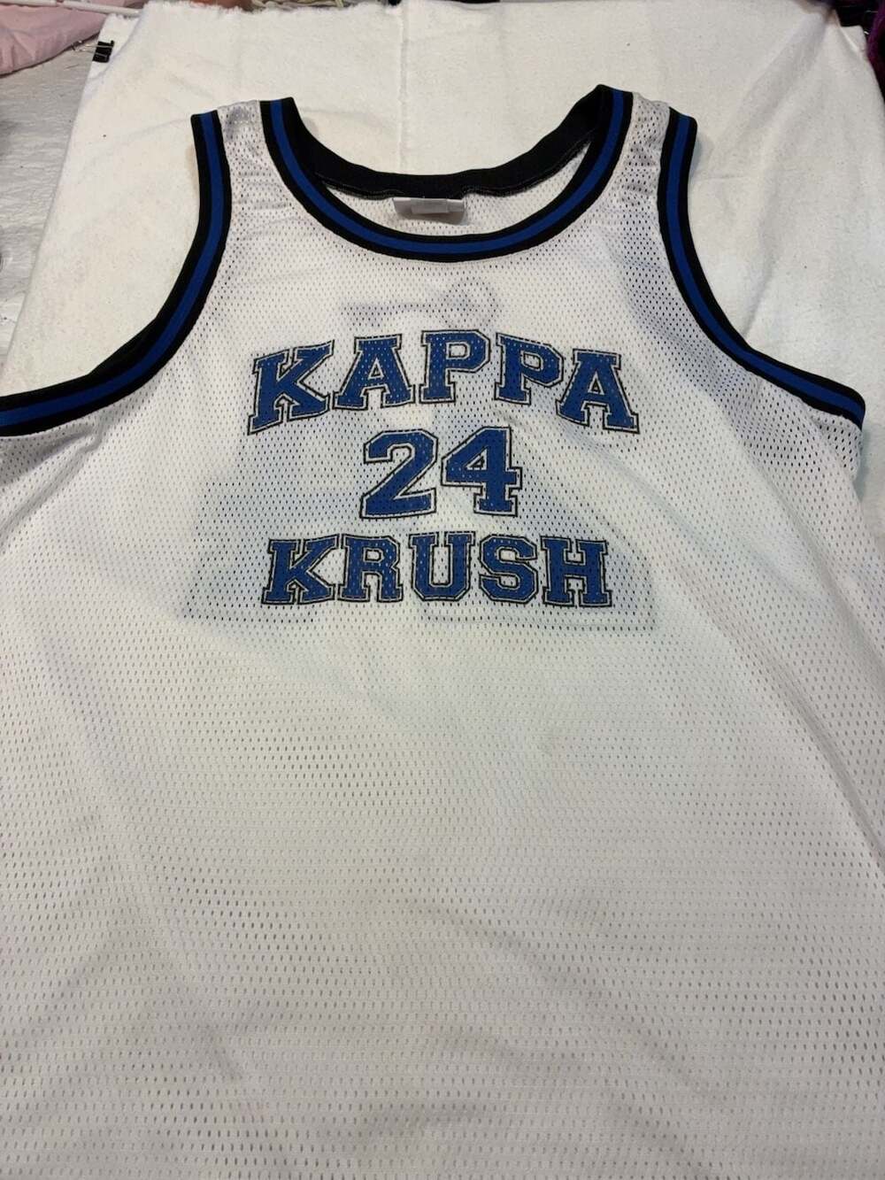 Vintage Teamwork Athletic Apparel Kappa Krush Basketball Jersey White Blue XL